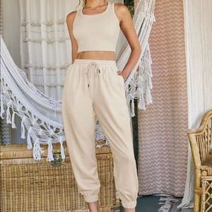 SHEIN Solid Tank Top & Drawstring Waist Pants Set
